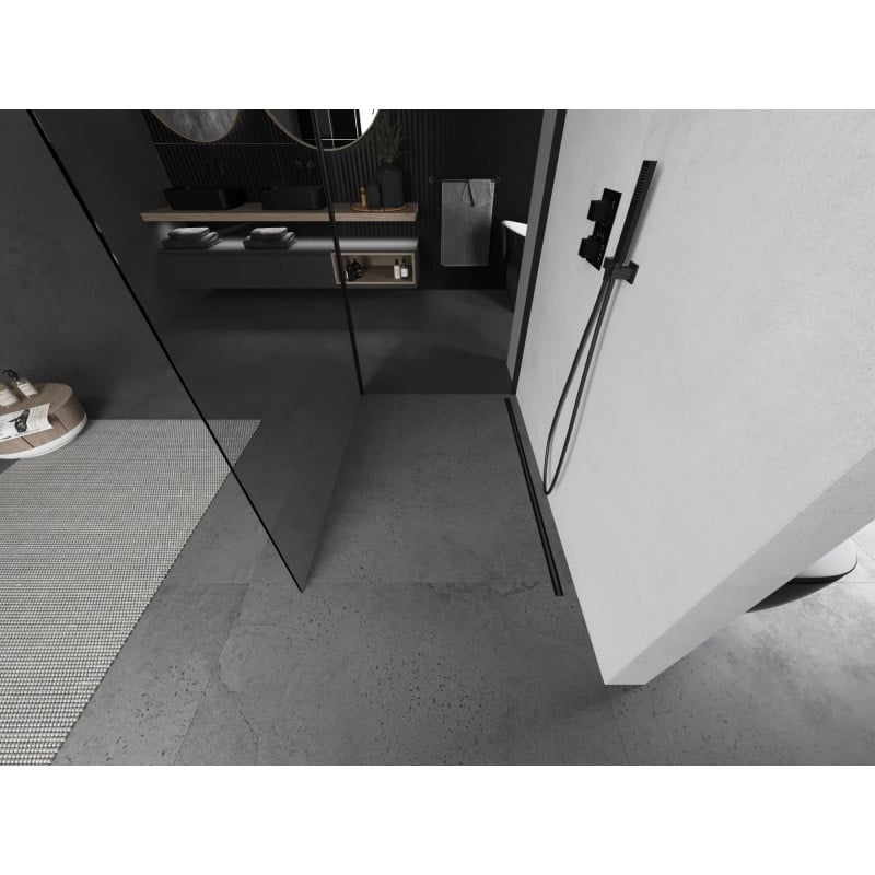 Mexen Kioto paroi de douche Walk-in 110 x 75 cm, transparent, noir - 800-110-212-70-00-075