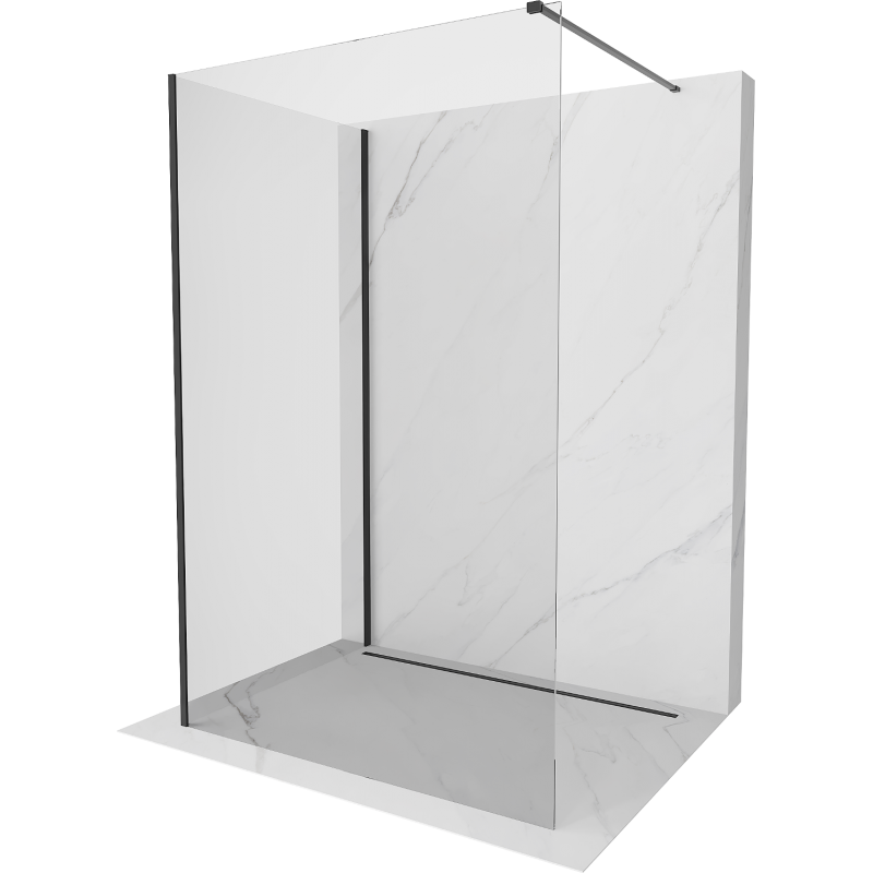 Mexen Kioto paroi de douche Walk-in 125 x 120 cm, transparente, noire - 800-125-212-70-00-120