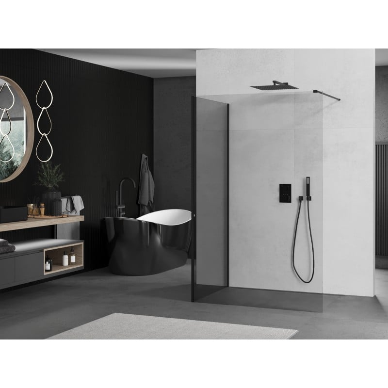 Mexen Kioto Paroi de douche Walk-in 140 x 120 cm, transparente, noire - 800-140-212-70-00-120