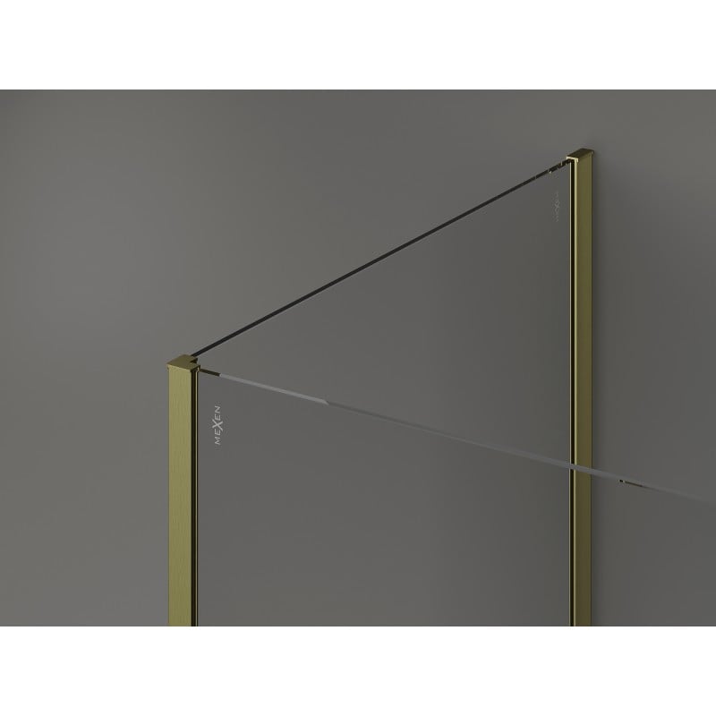 Mexen Kioto paroi de douche Walk-in 140 x 70 x 40 cm, transparent, or brossé - 800-140-070-221-55-00-040