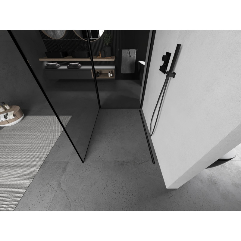 Mexen Kioto cloison de douche Walk-in 130 x 70 cm, cadre noir, noir - 800-130-212-70-70-070