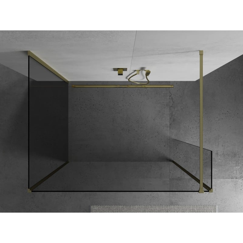 Mexen Kioto paroi de douche Walk-in 125 x 85 x 40 cm, transparent, or brossé - 800-125-085-221-55-00-040