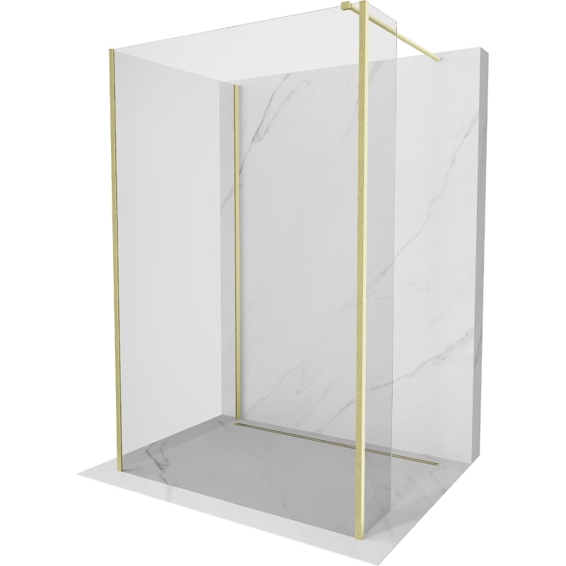 Mexen Kioto paroi de douche Walk-in 140 x 90 x 40 cm, transparent, or brossé - 800-140-090-221-55-00-040