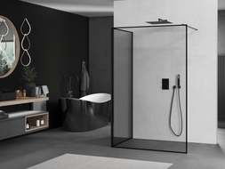 Mexen Kioto paroi de douche Walk-in 120 x 110 cm, cadre noir, noir - 800-120-212-70-70-110