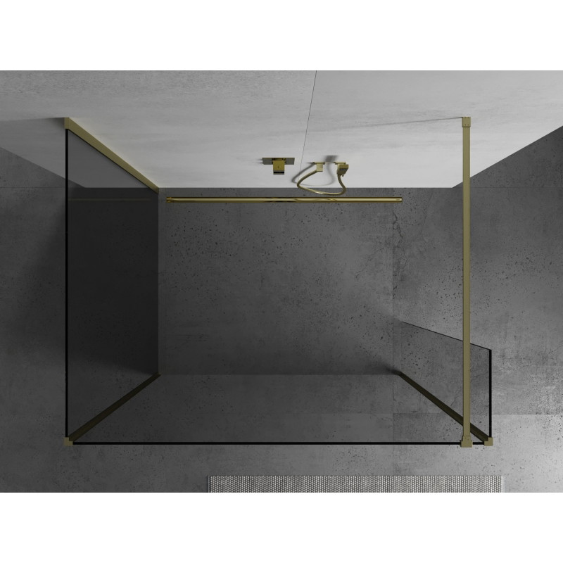 Mexen Kioto Paroi de douche Walk-in 130 x 105 x 40 cm, transparente, or brossé - 800-130-105-221-55-00-040