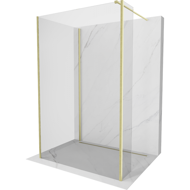 Mexen Kioto paroi de douche Walk-in 125 x 120 x 40 cm, transparent, or brossé - 800-125-120-221-55-00-040