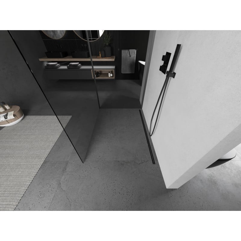 Mexen Kioto paroi de douche Walk-in 90 x 70 cm, transparent, gun metal - 800-090-212-95-00-070
