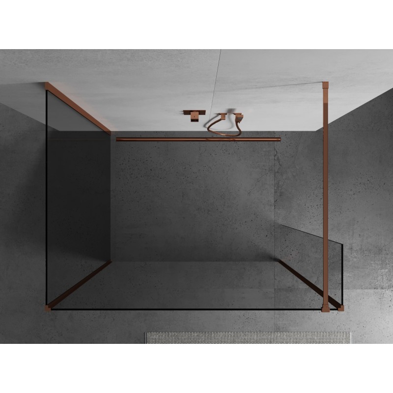 Mexen Kioto paroi de douche Walk-in 130 x 70 x 30 cm, transparent, or rose - 800-130-070-221-60-00-030