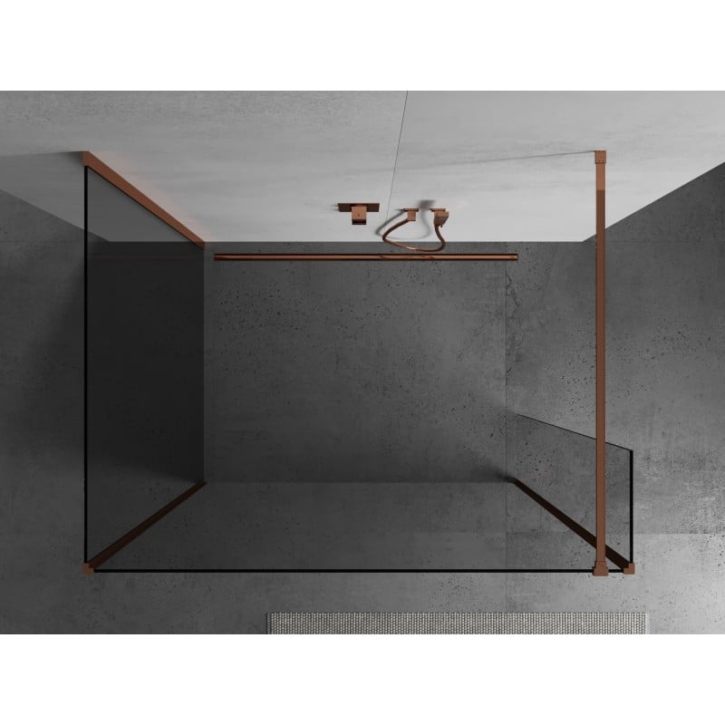 Mexen Kioto paroi de douche Walk-in 100 x 75 x 30 cm, transparent, or rose - 800-100-075-221-60-00-030