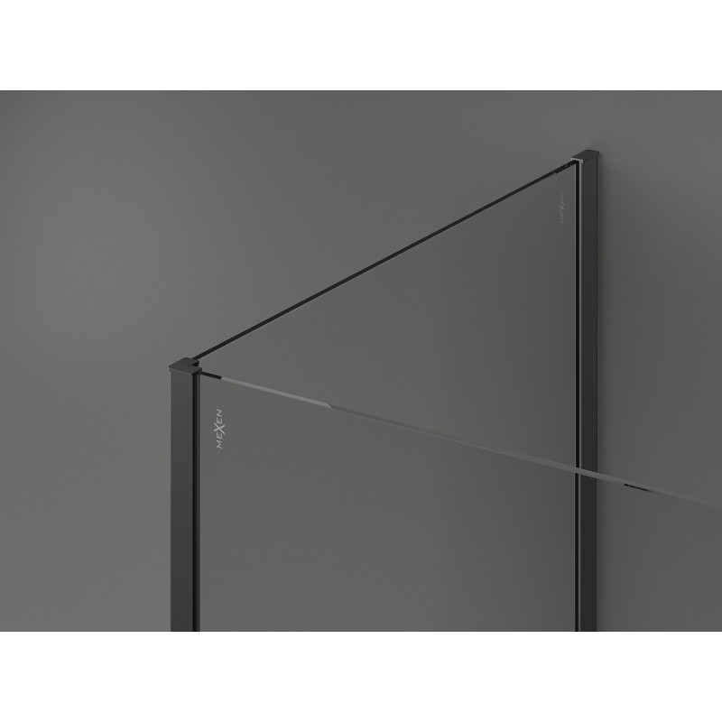 Mexen Kioto paroi de douche Walk-in 100 x 70 cm, cadre noir, métal canon - 800-100-212-95-70-070