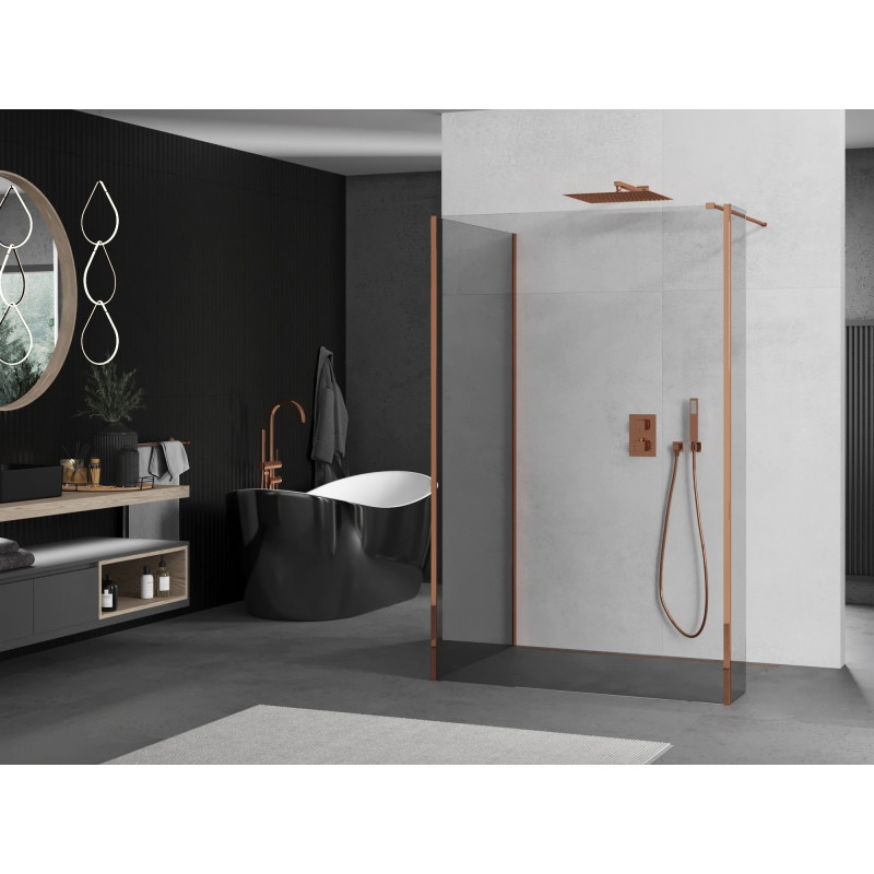 Mexen Kioto paroi de douche Walk-in 110 x 110 x 30 cm, transparent, or rose - 800-110-110-221-60-00-030