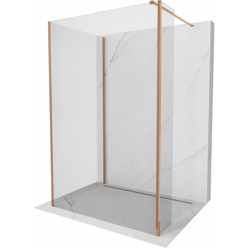 Mexen Kioto paroi de douche Walk-in 90 x 70 x 40 cm, transparent, or rose - 800-090-070-221-60-00-040
