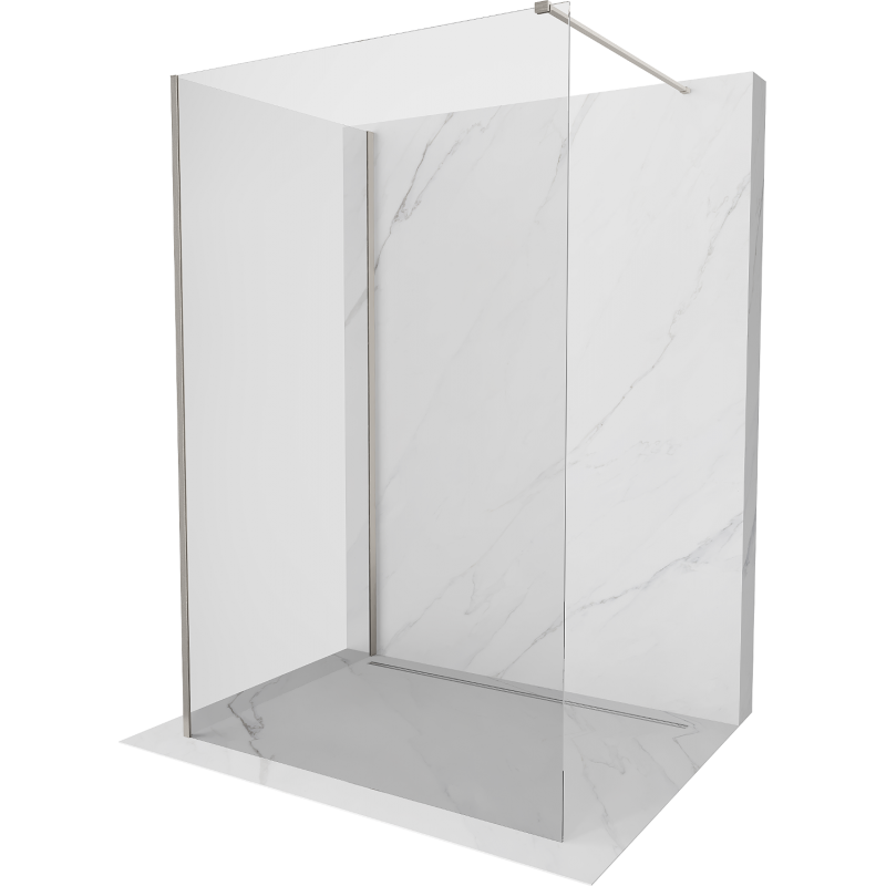 Mexen Kioto paroi de douche Walk-in 90 x 70 cm, transparent, nickel brossé - 800-090-212-97-00-070