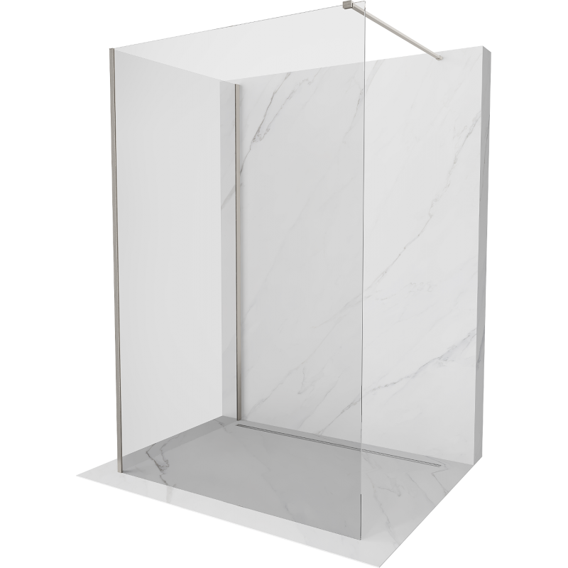 Mexen Kioto paroi de douche Walk-in 125 x 80 cm, transparent, nickel brossé - 800-125-212-97-00-080