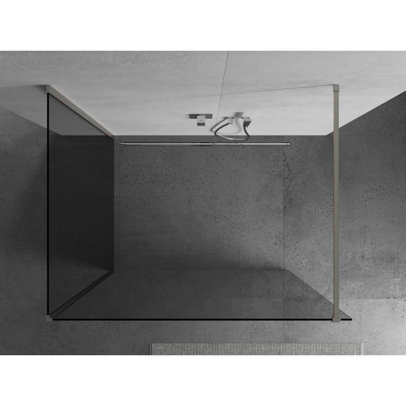 Mexen Kioto paroi de douche Walk-in 140 x 110 cm, transparent, nickel brossé - 800-140-212-97-00-110