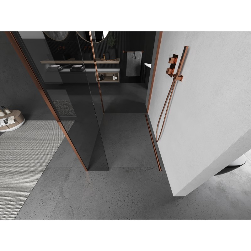 Mexen Kioto paroi de douche Walk-in 130 x 115 x 40 cm, transparent, or rose - 800-130-115-221-60-00-040