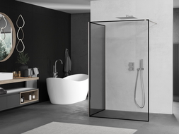 Mexen Kioto paroi de douche Walk-in 100 x 90 cm, motif noir, nickel brossé - 800-100-212-97-70-090