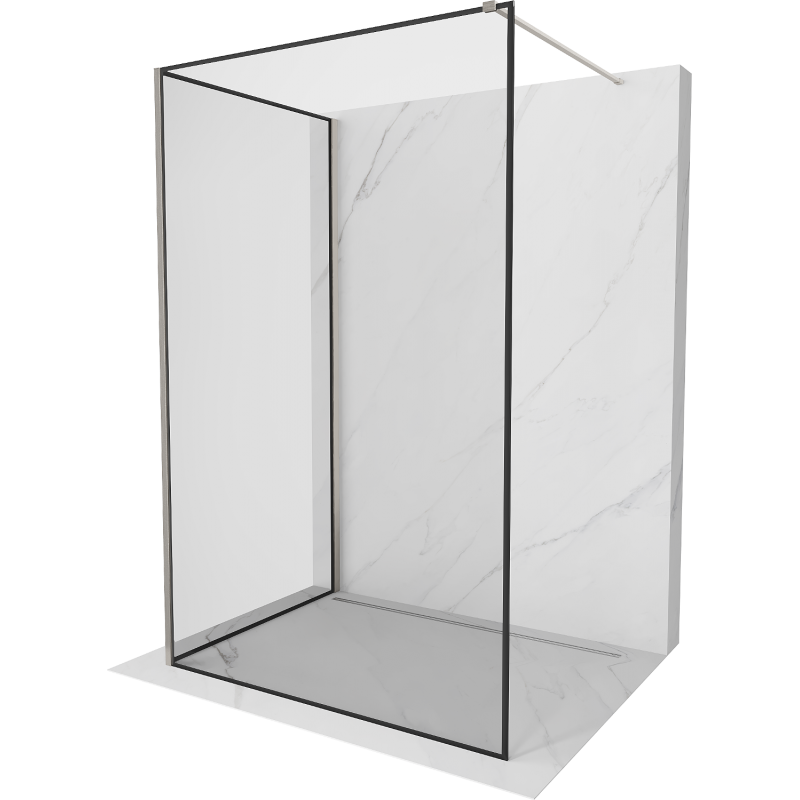 Paroi de douche Mexen Kioto Walk-in 110 x 110 cm, motif noir, nickel brossé - 800-110-212-97-70-110