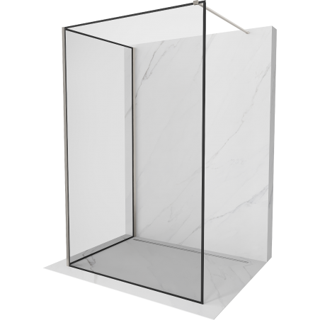Mexen Kioto paroi de douche Walk-in 120 x 120 cm, cadre noir, nickel brossé - 800-120-212-97-70-120