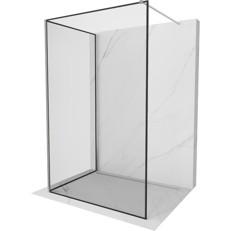 Mexen Kioto paroi de douche Walk-in 140 x 120 cm, cadre noir, nickel brossé - 800-140-212-97-70-120