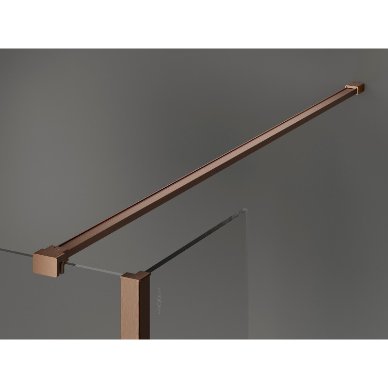 Mexen Kioto paroi de douche Walk-in 140 x 100 x 30 cm, transparent, cuivre brossé - 800-140-100-221-65-00-030