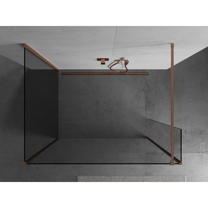 Mexen Kioto paroi de douche Walk-in 130 x 105 x 30 cm, transparent, cuivre brossé - 800-130-105-221-65-00-030