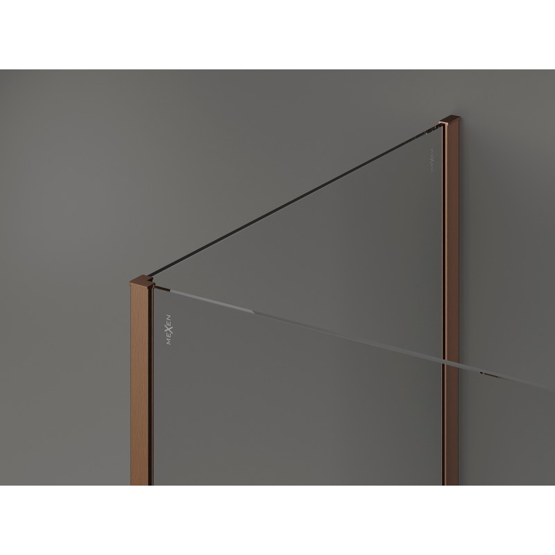 Mexen Kioto paroi de douche Walk-in 110 x 70 x 40 cm, transparent, cuivre brossé - 800-110-070-221-65-00-040