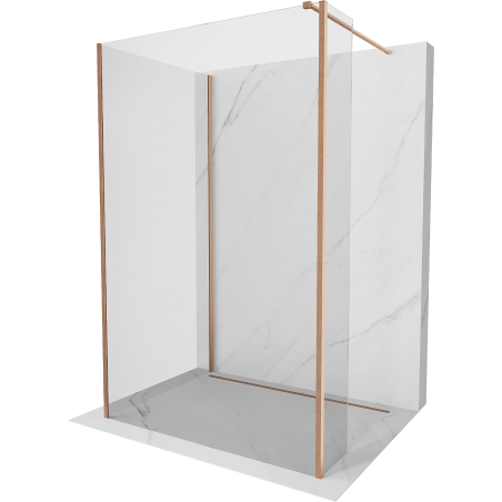 Kioto partition de douche Walk-in 135 x 70 x 40 cm, transparent, cuivre brossé - 800-135-070-221-65-00-040