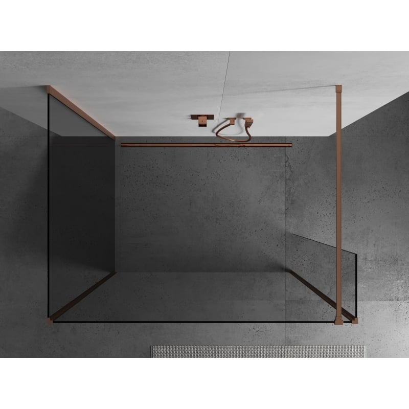 Mexen Kioto paroi de douche Walk-in 140 x 75 x 40 cm, transparent, cuivre brossé - 800-140-075-221-65-00-040