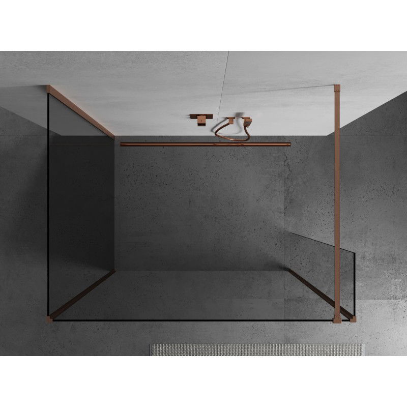 Mexen Kioto paroi de douche Walk-in 140 x 90 x 40 cm, transparent, cuivre brossé - 800-140-090-221-65-00-040