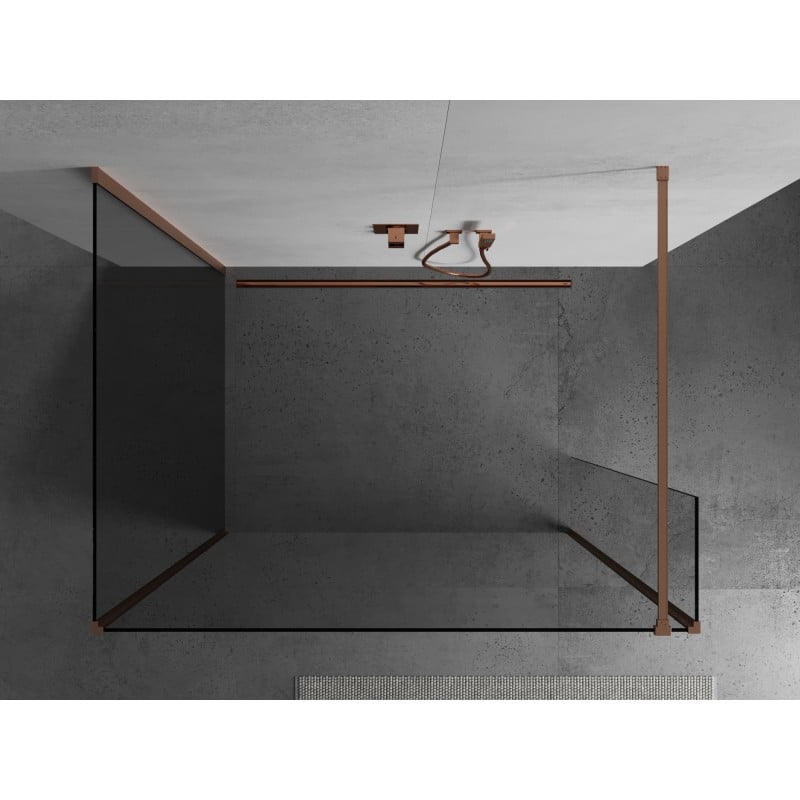Mexen Kioto paroi de douche Walk-in 140 x 100 x 40 cm, transparent, cuivre brossé - 800-140-100-221-65-00-040