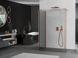 Mexen Kioto paroi de douche Walk-in 110 x 105 x 40 cm, transparent, cuivre brossé - 800-110-105-221-65-00-040