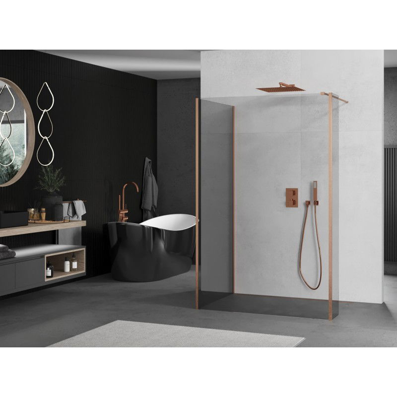 Mexen Kioto paroi de douche Walk-in 140 x 105 x 40 cm, transparent, cuivre brossé - 800-140-105-221-65-00-040