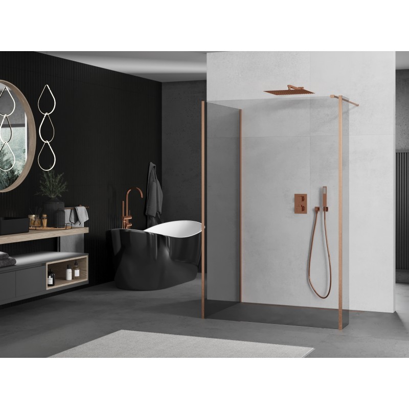 Mexen Kioto paroi de douche Walk-in 115 x 110 x 40 cm, transparent, cuivre brossé - 800-115-110-221-65-00-040