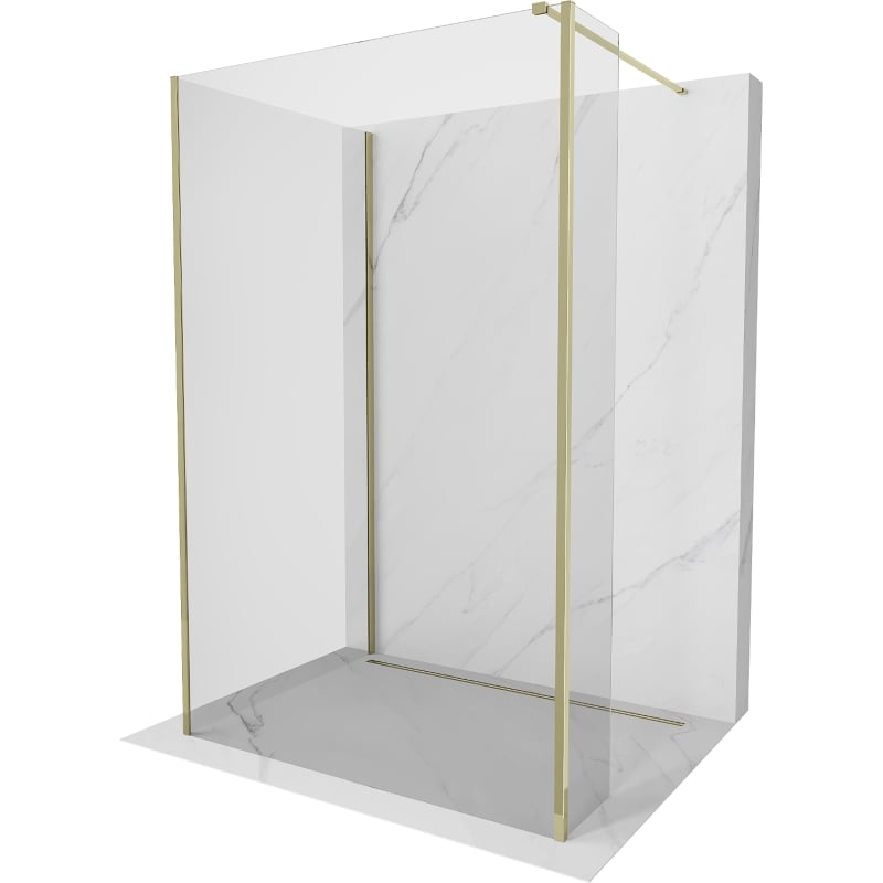 Mexen Kioto paroi de douche Walk-in 125 x 100 x 30 cm, transparent, or - 800-125-100-221-50-00-030
