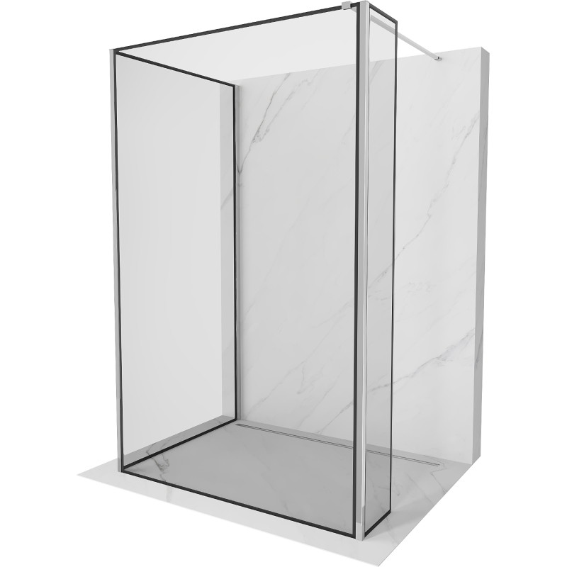 Mexen Kioto paroi de douche Walk-in 90 x 80 x 30 cm, cadre noir, chrome - 800-090-080-221-01-70-030