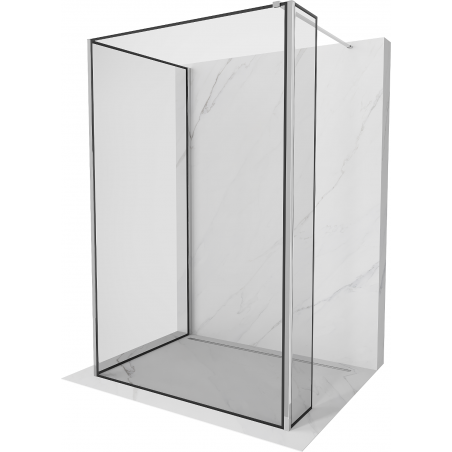Mexen Kioto paroi de douche Walk-in 90 x 80 x 30 cm, cadre noir, chrome - 800-090-080-221-01-70-030