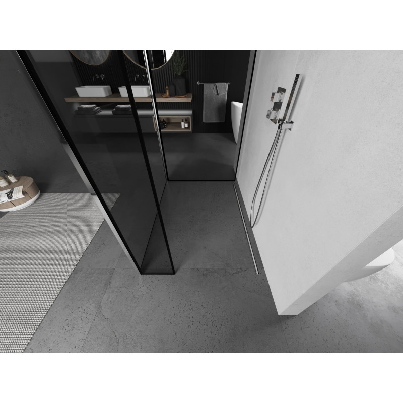 Mexen Kioto cloison de douche Walk-in 120 x 80 x 30 cm, cadre noir, chrome - 800-120-080-221-01-70-030