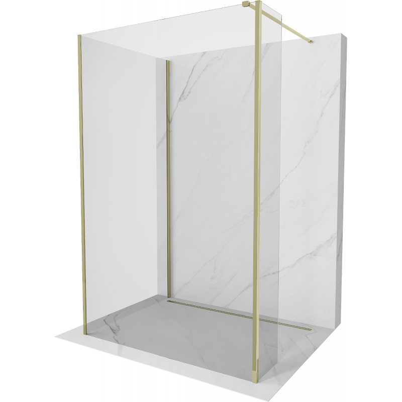 Mexen Kioto paroi de douche Walk-in 125 x 80 x 40 cm, transparent, dorée - 800-125-080-221-50-00-040