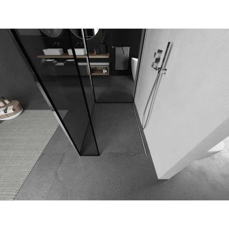 Mexen Kioto paroi de douche Walk-in 120 x 90 x 30 cm, cadre noir, chrome - 800-120-090-221-01-70-030