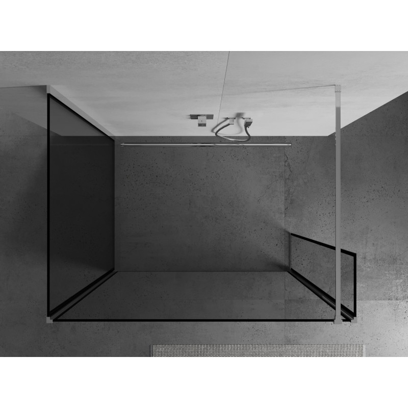 Mexen Kioto paroi de douche Walk-in 130 x 90 x 30 cm, cadre noir, chrome - 800-130-090-221-01-70-030