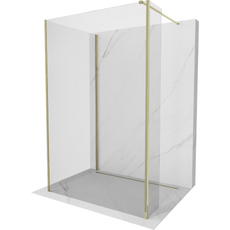 Mexen Kioto paroi de douche Walk-in 140 x 90 x 40 cm, transparente, dorée - 800-140-090-221-50-00-040