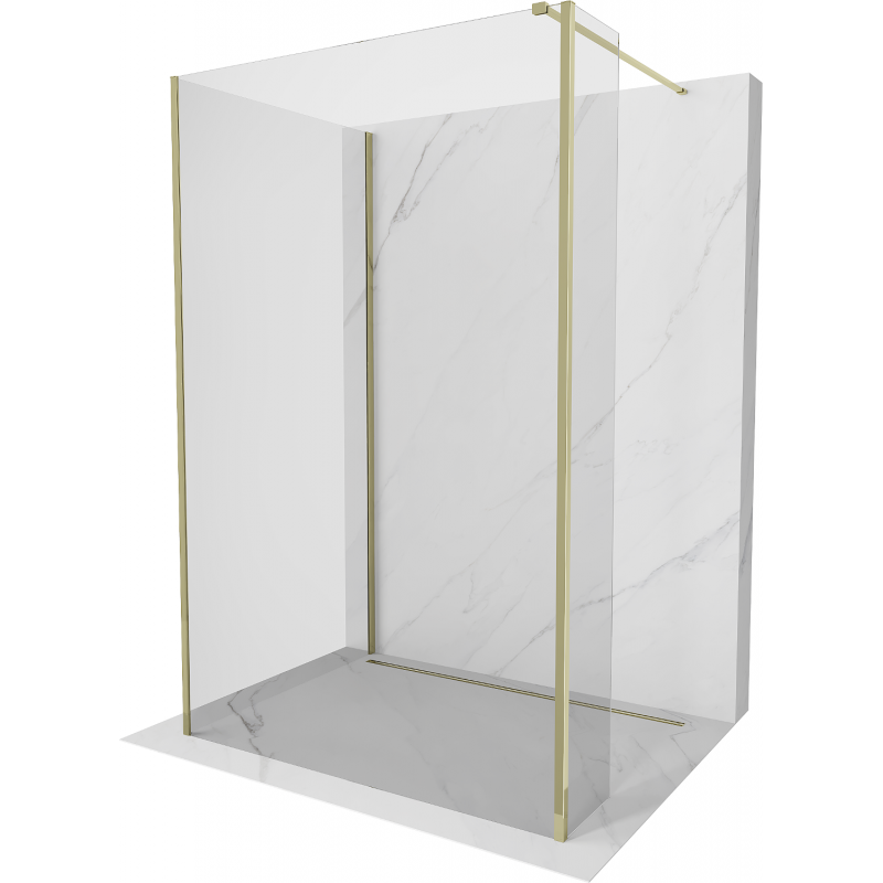 Paroi de douche Mexen Kioto Walk-in 140 x 100 x 40 cm, transparente, dorée - 800-140-100-221-50-00-040