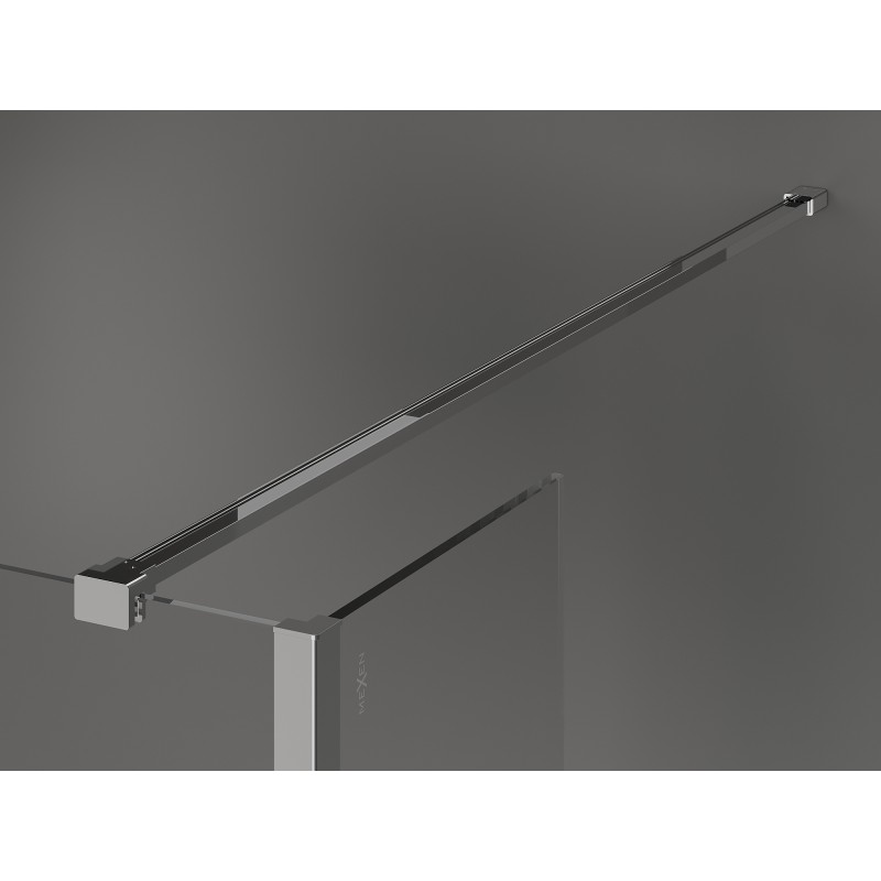 Mexen Kioto paroi de douche Walk-in 140 x 80 x 40 cm, cadre noir, chrome - 800-140-080-221-01-70-040