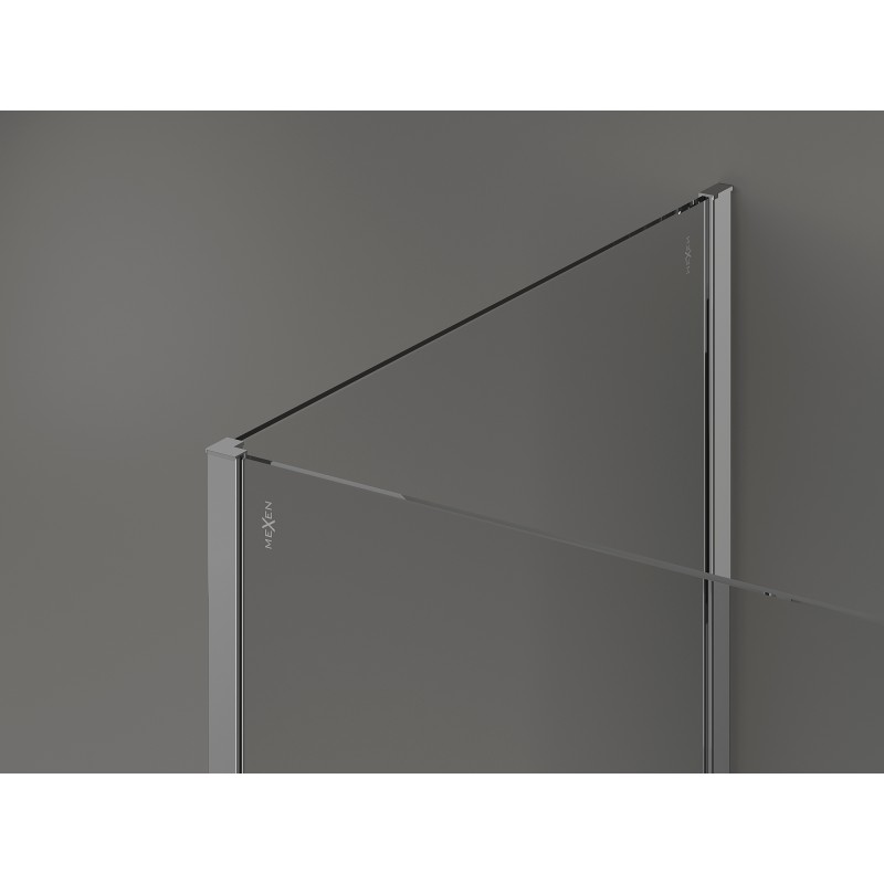 Mexen Kioto paroi de douche Walk-in 120 x 90 x 40 cm, cadre noir, chrome - 800-120-090-221-01-70-040