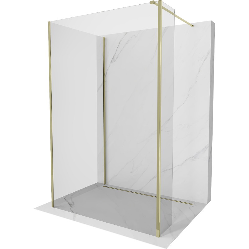 Mexen Kioto paroi de douche Walk-in 130 x 110 x 40 cm, transparent, or - 800-130-110-221-50-00-040