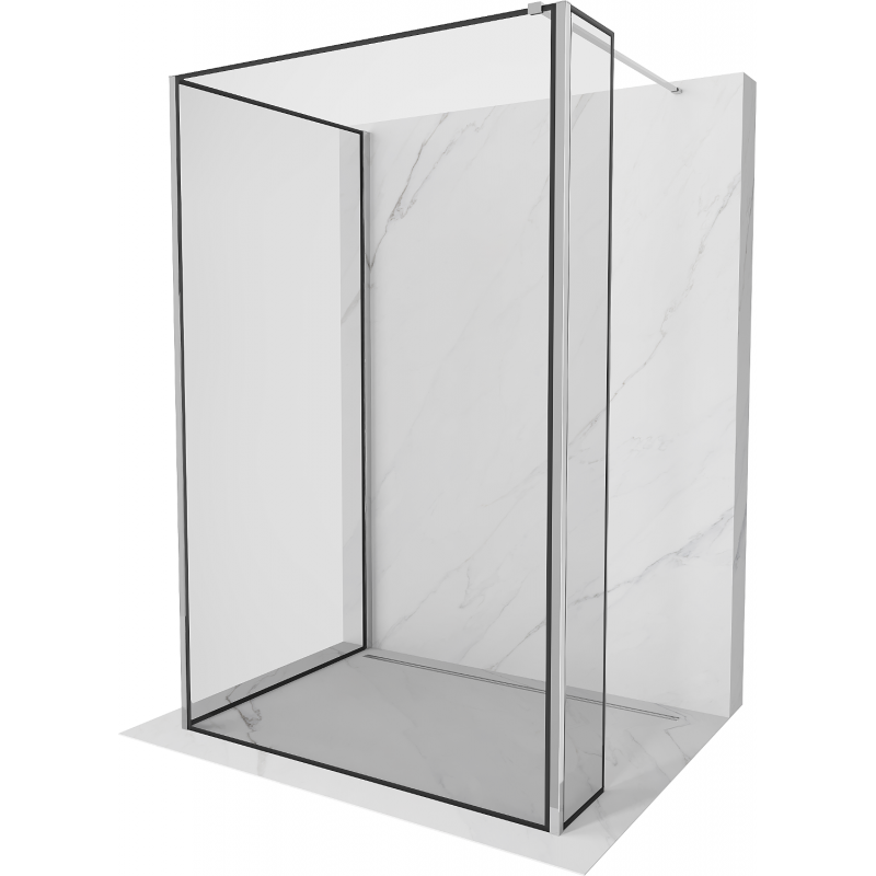 Mexen Kioto paroi de douche Walk-in 140 x 120 x 40 cm, modèle noir, chrome - 800-140-120-221-01-70-040