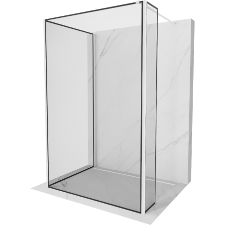 Mexen Kioto paroi de douche Walk-in 130 x 110 x 30 cm, cadre noir, blanc - 800-130-110-221-20-70-030