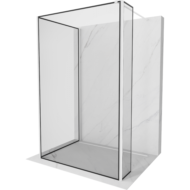 Mexen Kioto paroi de douche Walk-in 120 x 120 x 30 cm, cadre noir, blanc - 800-120-120-221-20-70-030