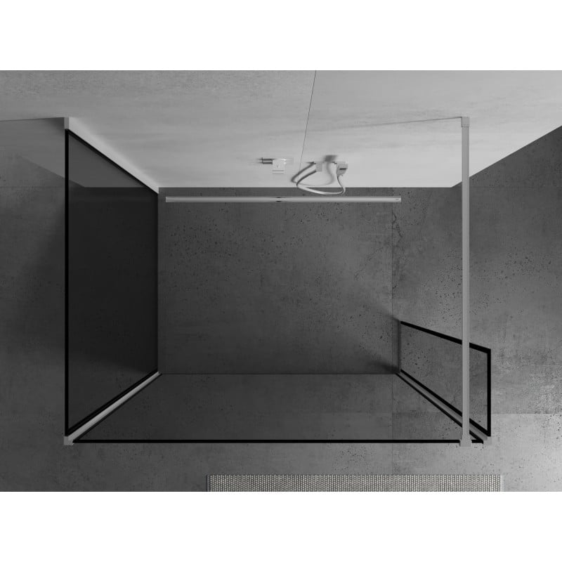 Mexen Kioto paroi de douche Walk-in 140 x 120 x 30 cm, cadre noir, blanc - 800-140-120-221-20-70-030